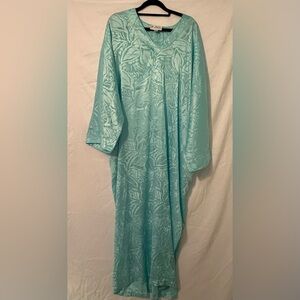 Mary McFadden Teal Chemise 55 inches long nightgown vintage